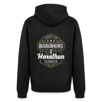 Semi-marathon Je ne fais pas de marathons Je fais de la course - Veste à capuche bio Premium Unisexe - noir - Dos - Nico (187cm)