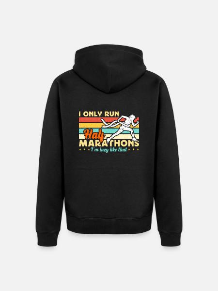 Half Marathon I Only Run Half Marathons Retro Race - Premium økologisk unisex-hættejakke - sort