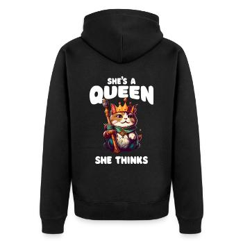 Elle est une reine mignonne amoureuse des chats - Veste à capuche bio Premium Unisexe - noir - Dos - Nico (187cm)
