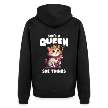 Lustige Katze sagt verrückte Katzendame - Unisex Premium Bio Zip Hoodie - Schwarz - Hinten - Nico (187cm)