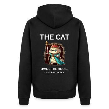 Stolze Katzenmutter - Unisex Premium Bio Zip Hoodie - Schwarz - Hinten - Nico (187cm)
