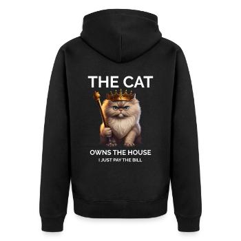 Die Katze besitzt das Haus Persische Katzenkönigin - Unisex Premium Bio Zip Hoodie - Schwarz - Hinten - Nico (187cm)