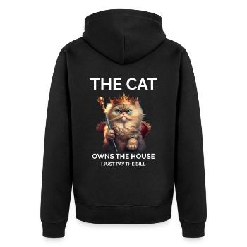 The Cat Owns The House Queen Cat Lover - Unisex Premium Organic Zip Hoodie - black - Back - Nico (187cm)