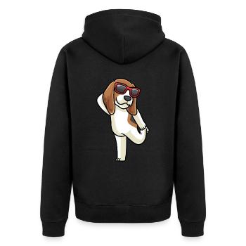 Chien Beagle dansant avec des lunettes de soleil - Veste à capuche bio Premium Unisexe - noir - Dos - Nico (187cm)