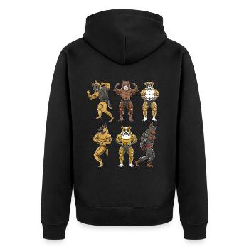 Hund Fitness Fitnessstudio Motivation Bodybuilding - Unisex Premium Bio Zip Hoodie - Schwarz - Hinten - Nico (187cm)