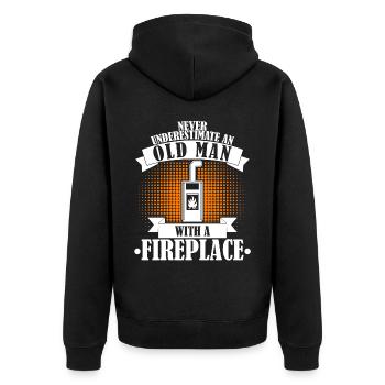 Fireplace Stove Woodburning stove Firewood - Unisex Premium Organic Zip Hoodie - black - Back - Nico (187cm)