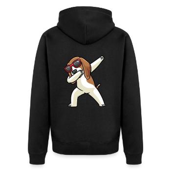 Chien Beagle dansant avec des lunettes de soleil - Veste à capuche bio Premium Unisexe - noir - Dos - Nico (187cm)