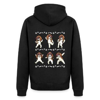 Chien Beagle dansant avec des lunettes de soleil - Veste à capuche bio Premium Unisexe - noir - Dos - Nico (187cm)