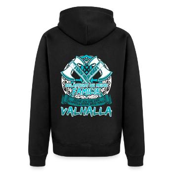 Schildmaid Wikinger Frau Berserker - Unisex Premium Bio Zip Hoodie - Schwarz - Hinten - Nico (187cm)