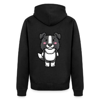 Border Collie Chien Emoticon Chiens - Veste à capuche bio Premium Unisexe - noir - Dos - Nico (187cm)