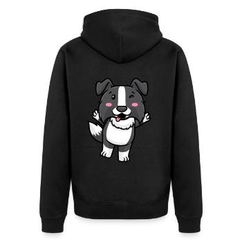 Border Collie Chien Emoticon Chiens - Veste à capuche bio Premium Unisexe - noir - Dos - Nico (187cm)