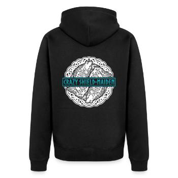 Schildmaid Nordische Mythologie Wikinger - Unisex Premium Bio Zip Hoodie - Schwarz - Hinten - Nico (187cm)