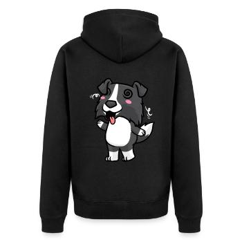 Border Collie Chien Emoticon Chiens - Veste à capuche bio Premium Unisexe - noir - Dos - Nico (187cm)