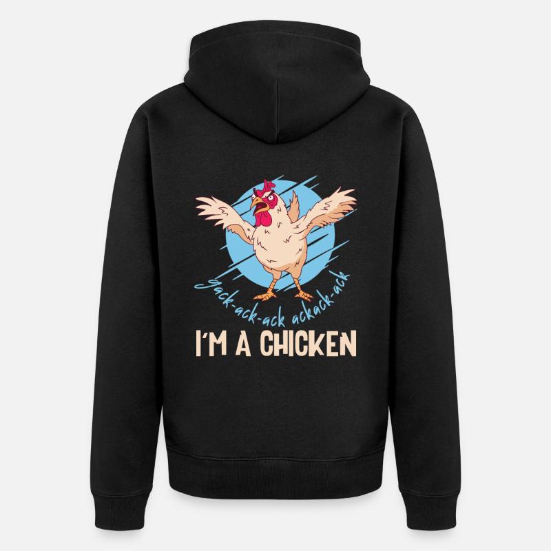 Ich bin ein Huhn - Unisex Premium Bio Zip Hoodie - Schwarz