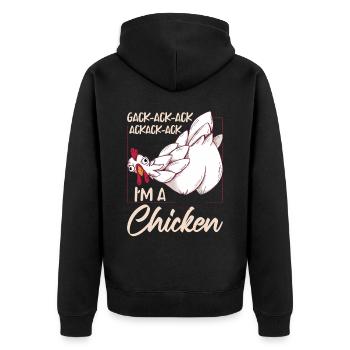 Je suis un poulet | Drôle d’agriculteur Élevage Coq de poule - Veste à capuche bio Premium Unisexe - noir - Dos - Nico (187cm)