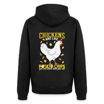 Les poulets sont comme des croustilles - Veste à capuche bio Premium Unisexe - noir - Dos - Nico (187cm)