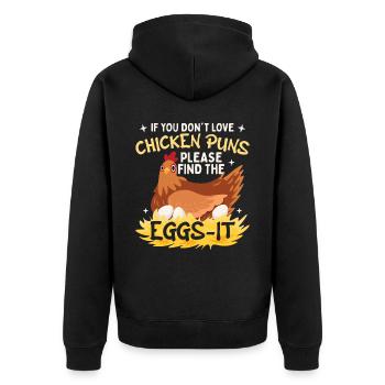 Funny Chicken Pun Humor Farming Poultry Farm Hen - Unisex Premium Organic Zip Hoodie - black - Back - Nico (187cm)