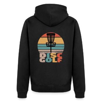 Disc Golf Discgolf Ultimate Discgolf Spieler Disc - Unisex Premium Bio Zip Hoodie - Schwarz - Hinten - Nico (187cm)