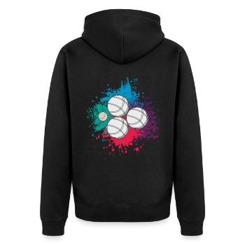 Boule Boccia Ball Sports Petanque Balls Game - Unisex Premium Organic Zip Hoodie - black - Back - Nico (187cm)