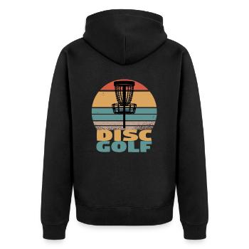 Disc Golf Discgolf Ultimate Discgolf Spieler Disc - Unisex Premium Bio Zip Hoodie - Schwarz - Hinten - Nico (187cm)