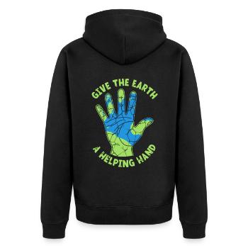 Give The Earth A Helping Hand Nature Lover - Unisex Premium Organic Zip Hoodie - black - Back - Nico (187cm)