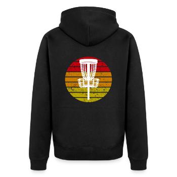 Disc Golf Discgolf Ultimate Discgolf Spieler Disc - Unisex Premium Bio Zip Hoodie - Schwarz - Hinten - Nico (187cm)