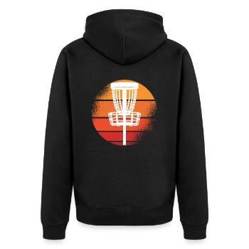Disc Golf Discgolf Ultimate Discgolf Spieler Disc - Unisex Premium Bio Zip Hoodie - Schwarz - Hinten - Nico (187cm)