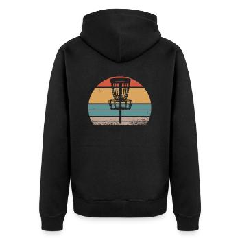 Disc Golf Discgolf Ultimate Discgolf Spieler Disc - Unisex Premium Bio Zip Hoodie - Schwarz - Hinten - Nico (187cm)