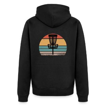 Disc Golf Discgolf Ultimate Discgolf Spieler Disc - Unisex Premium Bio Zip Hoodie - Schwarz - Hinten - Nico (187cm)