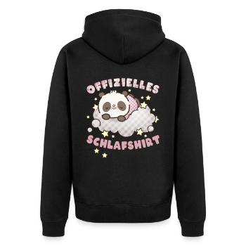 Offizielles Schlafshirt, schlafender Panda - Unisex Premium Bio Zip Hoodie - Schwarz - Hinten - Nico (187cm)