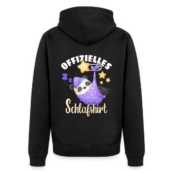 Offizielles Schlafshirt, schlafender Panda - Unisex Premium Bio Zip Hoodie - Schwarz - Hinten - Nico (187cm)