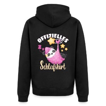 Offizielles Schlafshirt, schlafender Panda - Unisex Premium Bio Zip Hoodie - Schwarz - Hinten - Nico (187cm)