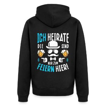 JGA Bräutigam T-Shirt Junggesellenabschied Poltern - Unisex Premium Bio Zip Hoodie - Schwarz - Hinten - Nico (187cm)