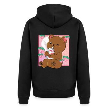 Kawaii Bear Lait de fraise - Veste à capuche bio Premium Unisexe - noir - Dos - Nico (187cm)