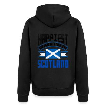 Schottisches Schottland Schottische Flagge Zitat - Unisex Premium Bio Zip Hoodie - Schwarz - Hinten - Nico (187cm)