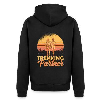 Trekking Partner Hiker Hiking - Unisex Premium Organic Zip Hoodie - black - Back - Nico (187cm)