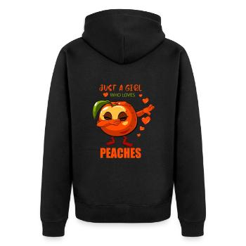 Just A Girl Who Loves Peaches - Unisex Premium Organic Zip Hoodie - black - Back - Nico (187cm)
