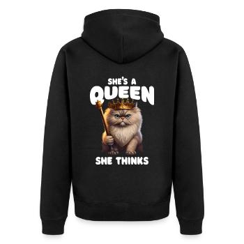 Shes A Queen Persian Cat Queen - Unisex Premium Bio Zip Hoodie - Schwarz - Hinten - Nico (187cm)