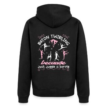 Gymnastik Tanz Baton Wirbeln Turnen - Unisex Premium Bio Zip Hoodie - Schwarz - Hinten - Nico (187cm)