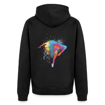 Gymnastik Tanz Baton Twirl Turnen - Unisex Premium Bio Zip Hoodie - Schwarz - Hinten - Nico (187cm)