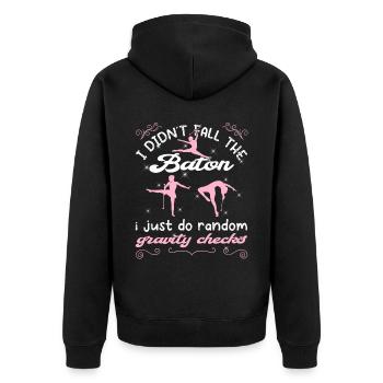 Gymnastik Tanz Baton Wirbeln Turnen - Unisex Premium Bio Zip Hoodie - Schwarz - Hinten - Nico (187cm)