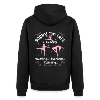 Gymnastik Tanz Baton Wirbeln Turnen - Unisex Premium Bio Zip Hoodie - Schwarz - Hinten - Nico (187cm)