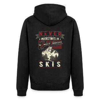Never underestimate an old man skier pensioner - Unisex Premium Organic Zip Hoodie - black - Back - Nico (187cm)