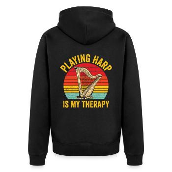 Harfenspieler Harfenist Retro - Unisex Premium Bio Zip Hoodie - Schwarz - Hinten - Nico (187cm)