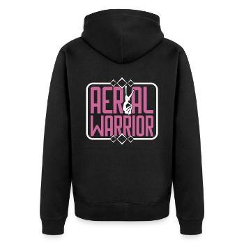 Aerial Silk / Aerial Yoga / Luftakrobatik Designs - Unisex Premium Bio Zip Hoodie - Schwarz - Hinten - Nico (187cm)