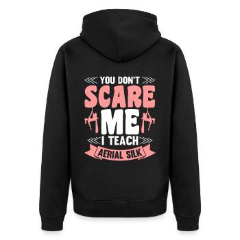 Aerial Silk / Aerial Yoga / Luftakrobatik Designs - Unisex Premium Bio Zip Hoodie - Schwarz - Hinten - Nico (187cm)