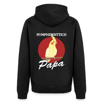 Nymphensittich Papa Vogelbesitzer Geschenk - Unisex Premium Bio Zip Hoodie - Schwarz - Hinten - Nico (187cm)