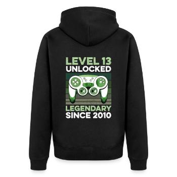 Niveau 13 ans Anniversaire Année 2010 Gamer Boy - Veste à capuche bio Premium Unisexe - noir - Dos - Nico (187cm)