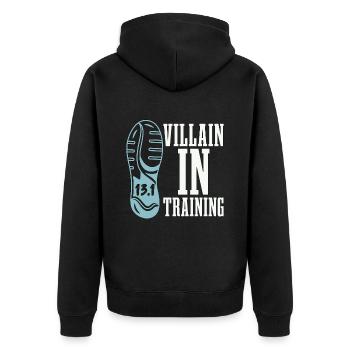 Half Marathon Villain In Training Marathon Runner - Unisex Premium Bio Zip Hoodie - Schwarz - Hinten - Nico (187cm)
