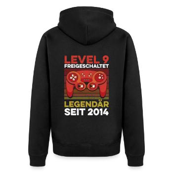 Niveau 9 ans 9e anniversaire année 2014 Jeunes joueurs - Veste à capuche bio Premium Unisexe - noir - Dos - Nico (187cm)